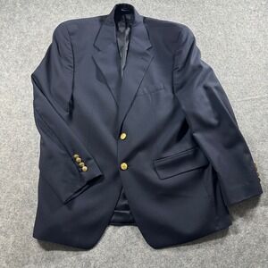 Chaps Ralph Lauren Blazer Mens 40S Navy Blue Wool Gold Button Two Button Jacket